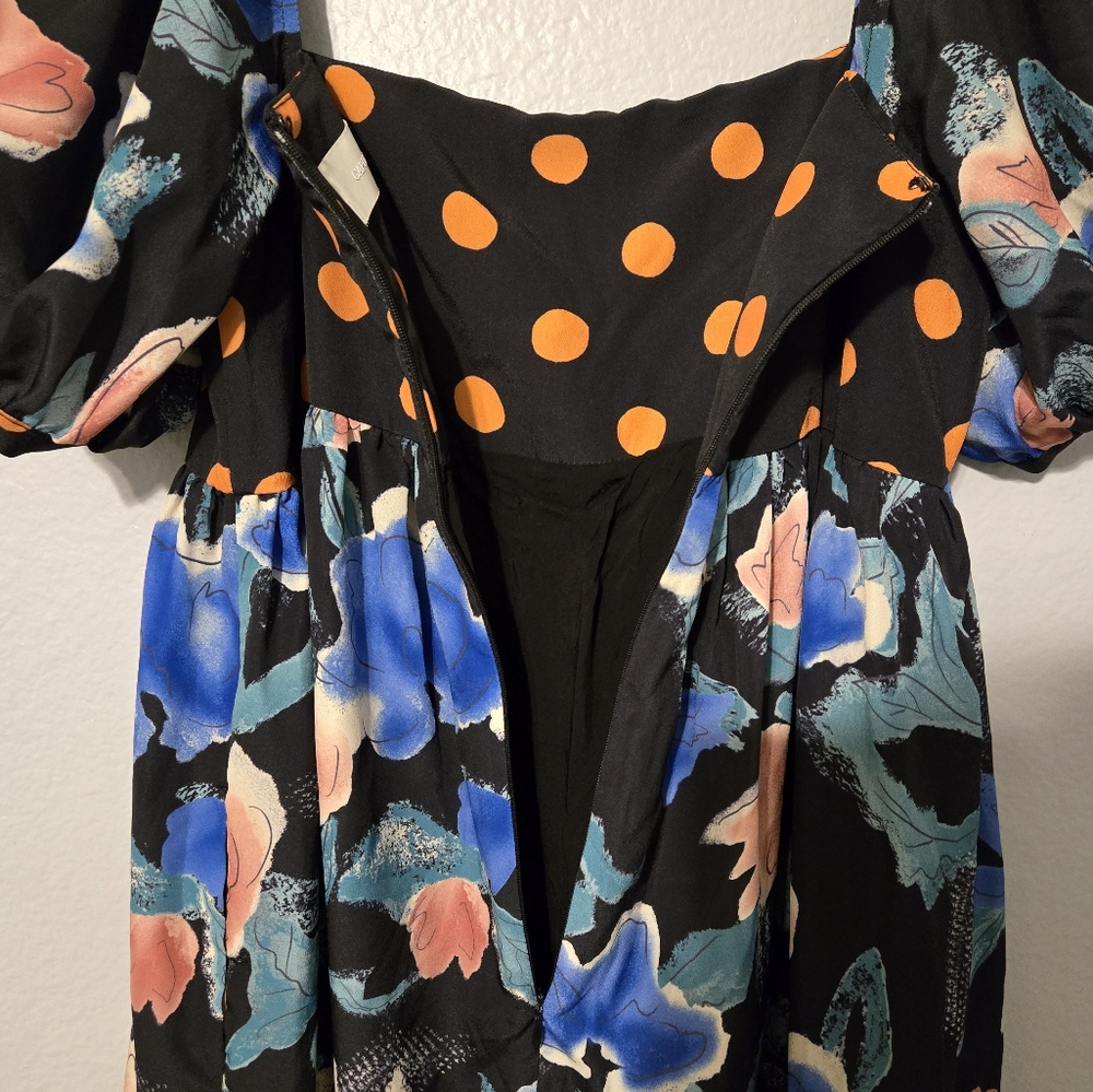 ​Capulet Mixed Print Maxi Dress Floral Polka Dot Tiered Puff Sleeve Size XS - Picture 10 of 16